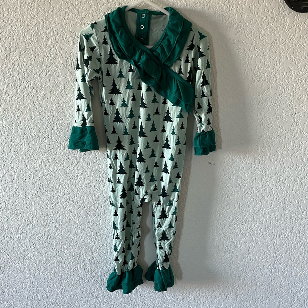 KicKee Pants long Sleeve trees romper 18-24m